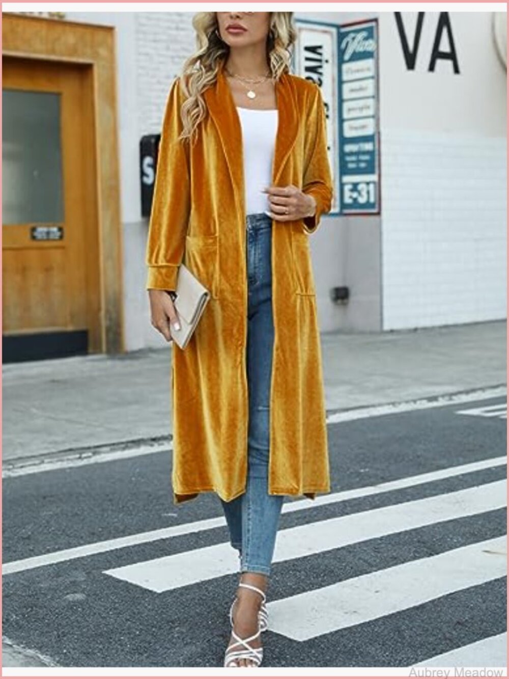 Long Velvet Cardigan Jacket Casual Open Front Maxi Blazer Duster Outwear - Picture 5 of 7